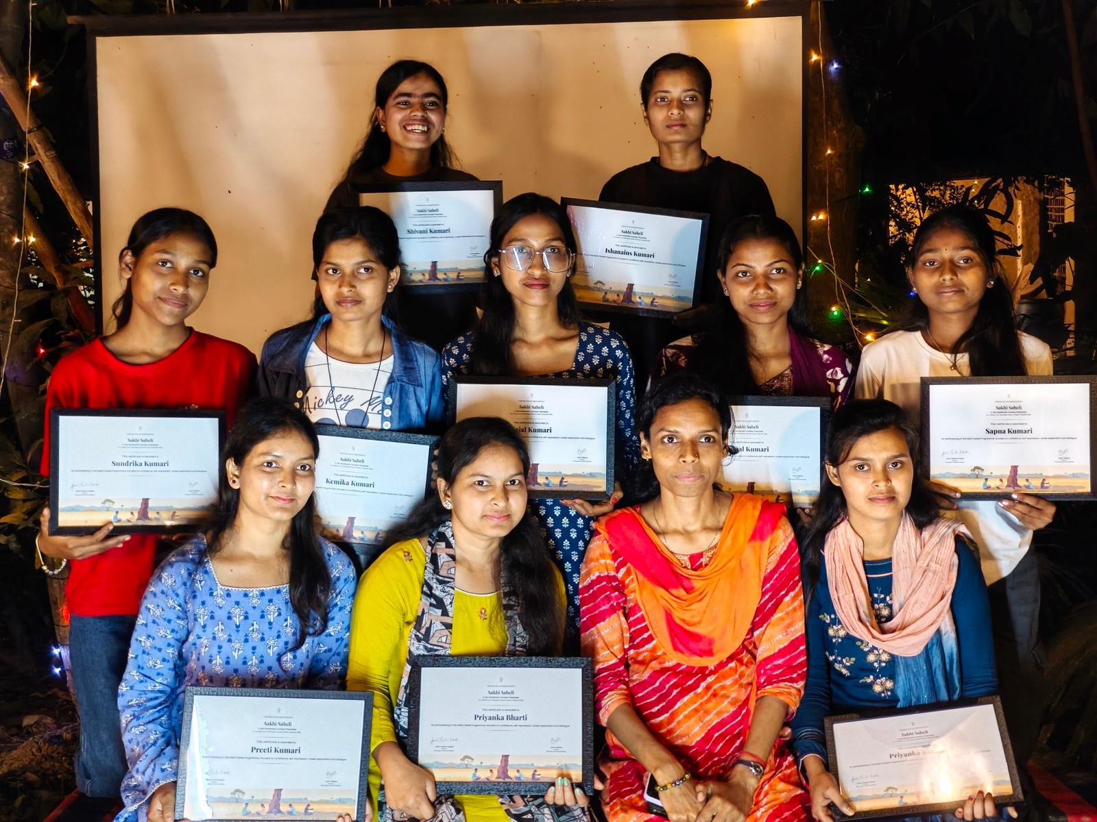 Girls with mentors during workshop at the residency programme