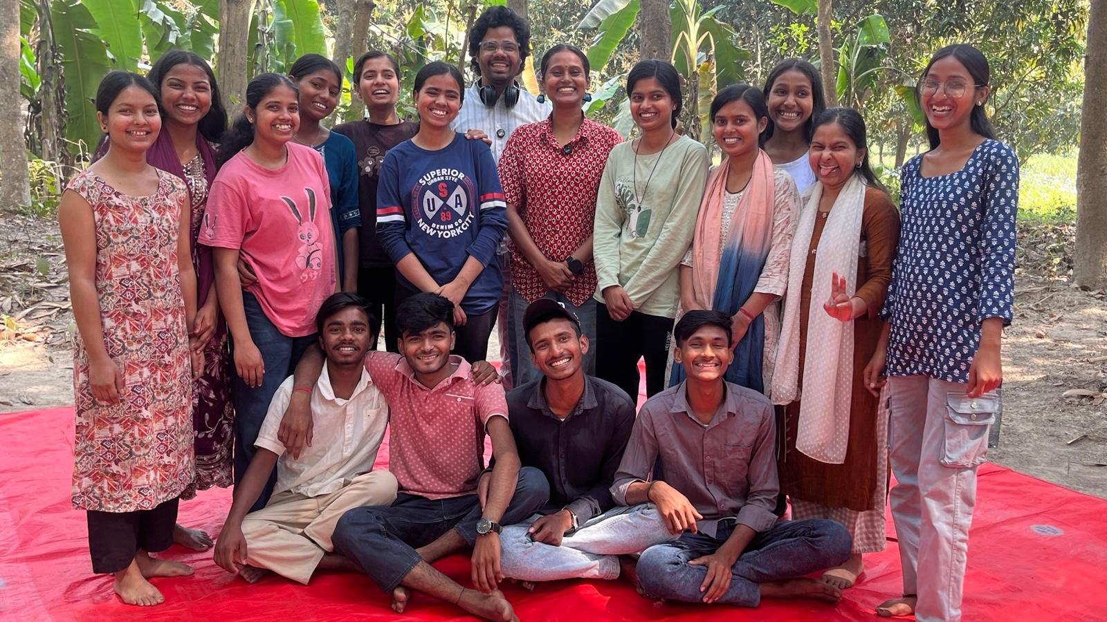 Girls expressing themselves through art and storytelling at the residency